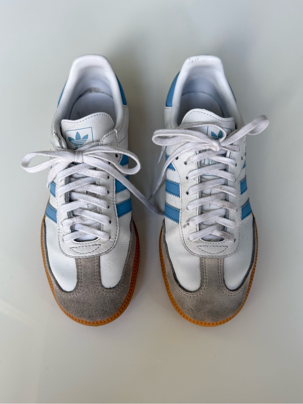 π― Authentic Samba OG Sneakers in White with Light Blue Stripes - Picture 3 of 8